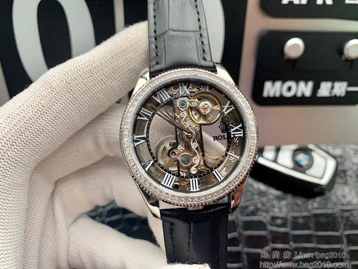 ROLEX勞力士 尊貴紳士 兩針鏤空 316精鋼針扣 自動機械 潮男腕表  wssb4657